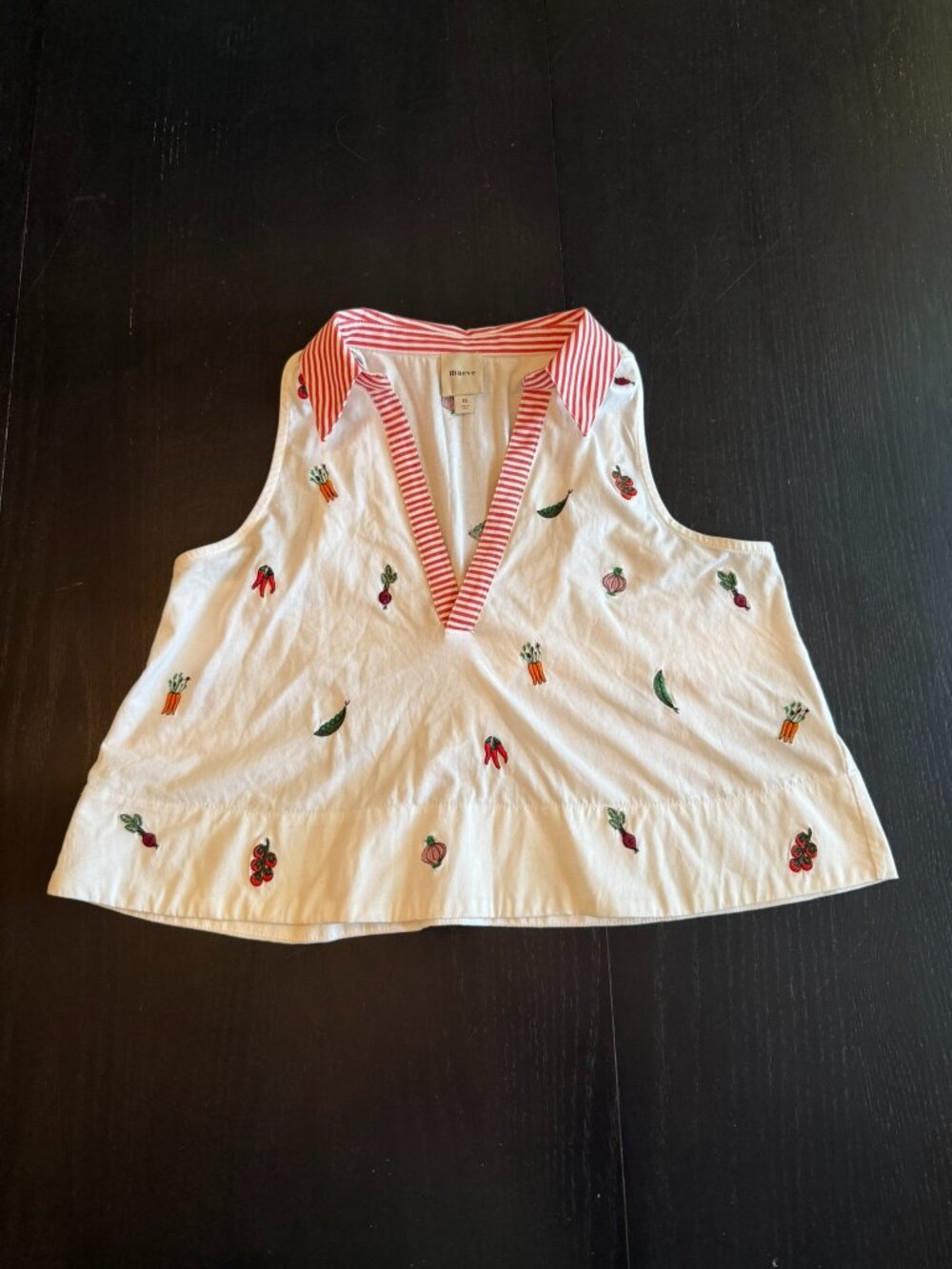 Maeve Embroidered Vegetable Sleeveless Top Size XS